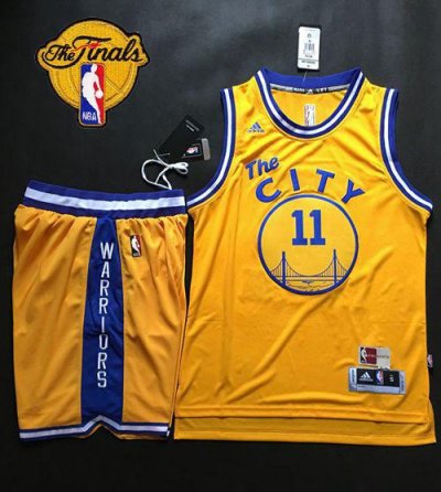 Jerseys Factory Cheap Warriors #11 Klay Thompson Gold Throwback