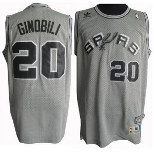 Jerseys Factory Cheap Spurs #20 Manu Ginobili Grey Throwback Sti