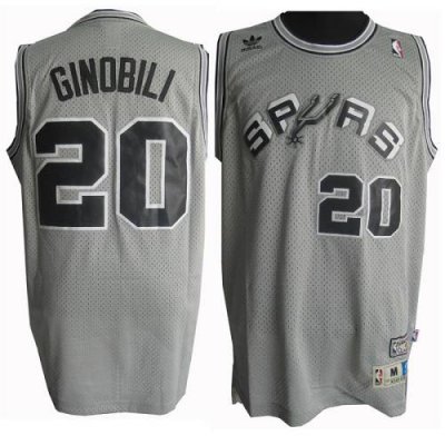 Jerseys Factory Cheap Spurs #20 Manu Ginobili Grey Throwback Sti