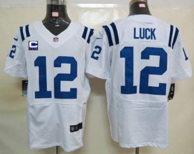 Jerseys Factory Cheap Nike Colts #12 Andrew Luck White With C Pa