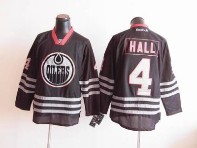 Jerseys Factory Cheap Oilers #4 Taylor Hall Black Ice Embroidere