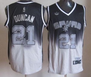 Jerseys Factory Cheap Spurs #21 Tim Duncan Black/Grey Fadeaway F