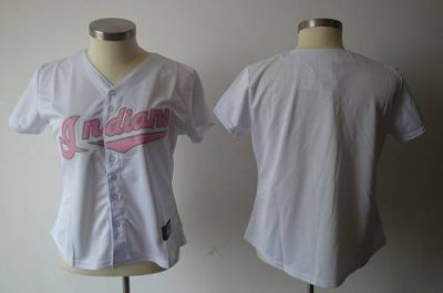 Jerseys Factory Cheap Indians Blank White With Pink No. Women's