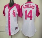 Jerseys Factory Cheap White Sox #14 Paul Konerko White/Pink Wome