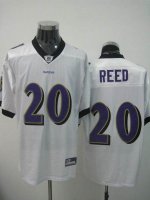 Jerseys Factory Cheap Ravens #20 Ed Reed White Away Stitched NFL