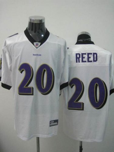 Jerseys Factory Cheap Ravens #20 Ed Reed White Away Stitched NFL