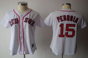 Jerseys Factory Cheap Red Sox #15 Dustin Pedroia White Women's F