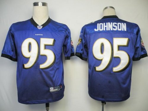 Jerseys Factory Cheap Ravens #95 Jarret Johnson Purple Stitched