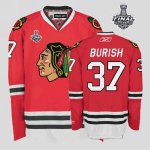 Jerseys Factory Cheap Blackhawks #37 Adam Burish Embroidered Red