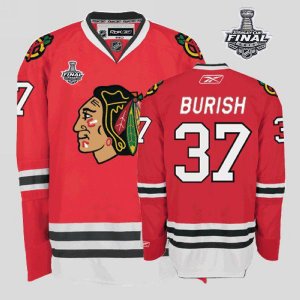 Jerseys Factory Cheap Blackhawks #37 Adam Burish Embroidered Red