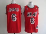 Jerseys Factory Cheap Heat #6 LeBron James Red Hardwood Classics