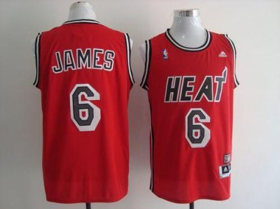Jerseys Factory Cheap Heat #6 LeBron James Red Hardwood Classics