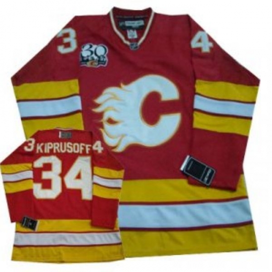 Jerseys Factory Cheap Flames #34 Miikka Kiprusoff Red with 30TH - Click Image to Close