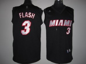 Jerseys Factory Cheap Heat #3 Dwyane Wade Embroidered Black Flas