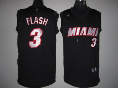 Jerseys Factory Cheap Heat #3 Dwyane Wade Embroidered Black Flas