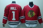 Jerseys Factory Cheap Blackhawks #1 Glenn Hall Embroidered Red C