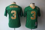 Jerseys Factory Cheap Dame #3 Joe Montana Green Embroidered Yout