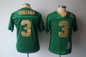 Jerseys Factory Cheap Dame #3 Joe Montana Green Embroidered Yout