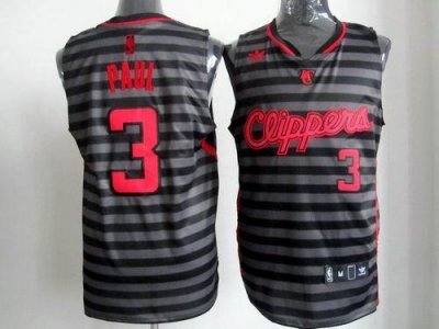 Jerseys Factory Cheap Clippers #3 Chris Paul Black/Grey Groove S