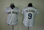 Jerseys Factory Cheap Brewers #9 Jean Segura White(Blue Strip) W