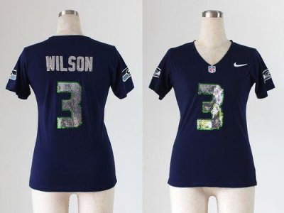Jerseys Factory Cheap Nike Seahawks #3 Russell Wilson Steel Blue