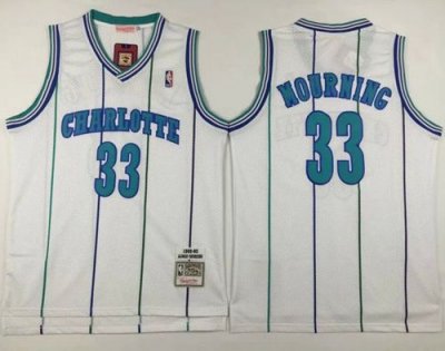 Jerseys Factory Cheap Mitchell And Ness Hornets #33 Alonzo Mourn