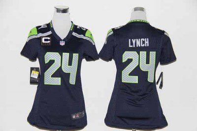Jerseys Factory Cheap Nike Seahawks #24 Marshawn Lynch Steel Blu