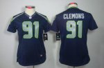 Jerseys Factory Cheap Nike Seahawks #91 Chris Clemons Steel Blue