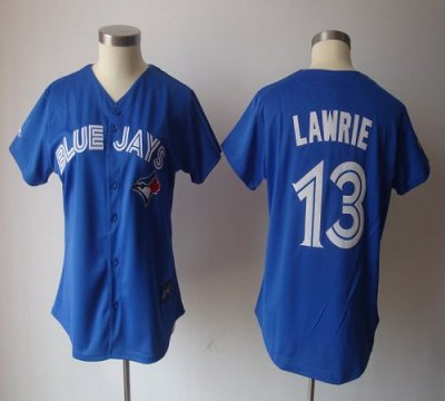 Jerseys Factory Cheap Blue Jays #13 Brett Lawrie Blue Women's Fa