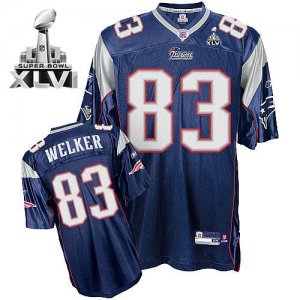 Jerseys Factory Cheap Patriots #83 Wes Welker Dark Blue Super Bo