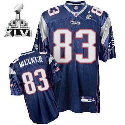 Jerseys Factory Cheap Patriots #83 Wes Welker Dark Blue Super Bo
