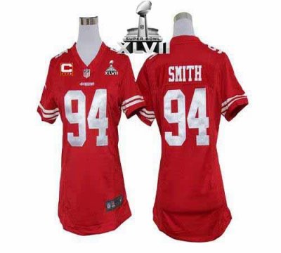 Jerseys Factory Cheap Nike 49ers #94 Justin Smith Red Team Color