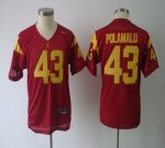 Jerseys Factory Cheap Trojans #43 Troy Polamalu Red Embroidered
