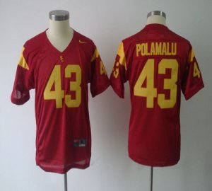 Jerseys Factory Cheap Trojans #43 Troy Polamalu Red Embroidered