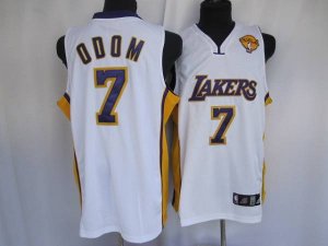 Jerseys Factory Cheap Lakers #7 Lamar Odom Embroidered White Fin