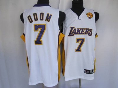 Jerseys Factory Cheap Lakers #7 Lamar Odom Embroidered White Fin