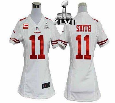 Jerseys Factory Cheap Nike 49ers #11 Alex Smith White With C Pat