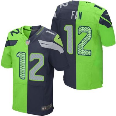 Jerseys Factory Cheap Nike Seahawks #12 Fan Steel Blue/Green Men