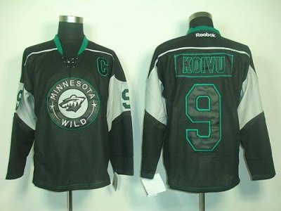 Jerseys Factory Cheap Wild #9 Mikko Koivu Black Ice Embroidered