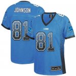 Jerseys Factory Cheap Nike Lions #81 Calvin Johnson Light Blue T