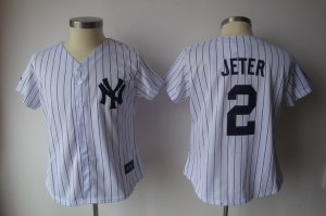 Jerseys Factory Cheap Yankees #2 Derek Jeter White With Black St