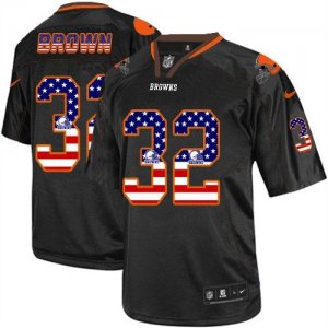 Jerseys Factory Cheap Nike Browns #32 Jim Brown Black Men's Stit
