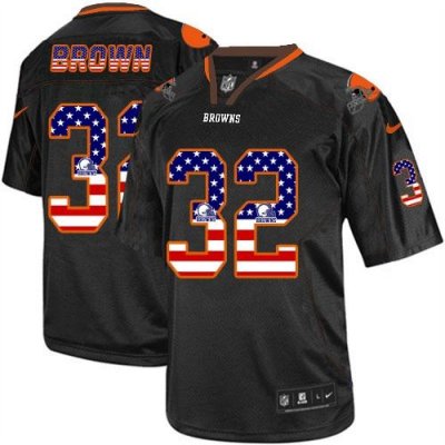 Jerseys Factory Cheap Nike Browns #32 Jim Brown Black Men's Stit