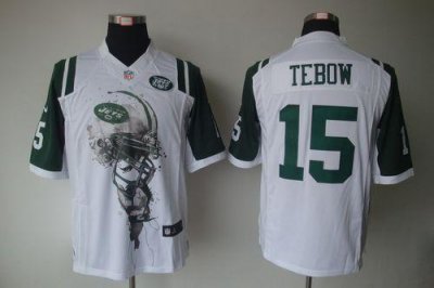 Jerseys Factory Cheap Nike Jets #15 Tim Tebow White Men's Embroi