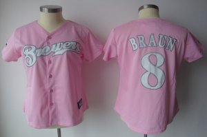 Jerseys Factory Cheap Brewers #8 Ryan Braun Pink Lady Fashion Em