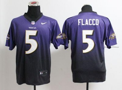 Jerseys Factory Cheap Nike Ravens #5 Joe Flacco Purple/Black Men