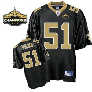 Jerseys Factory Cheap Saints #51 Jonathan Vilma Black Super Bowl