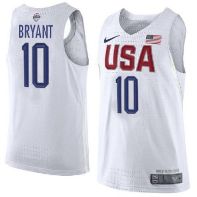 Jerseys Factory Cheap Nike Team USA #10 Kobe Bryant White 2016 D