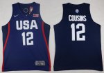 Jerseys Factory Cheap Nike Team USA #12 DeMarcus Cousins Navy Bl