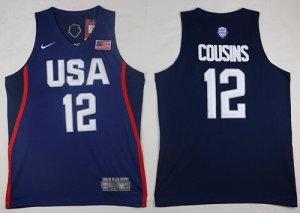 Jerseys Factory Cheap Nike Team USA #12 DeMarcus Cousins Navy Bl